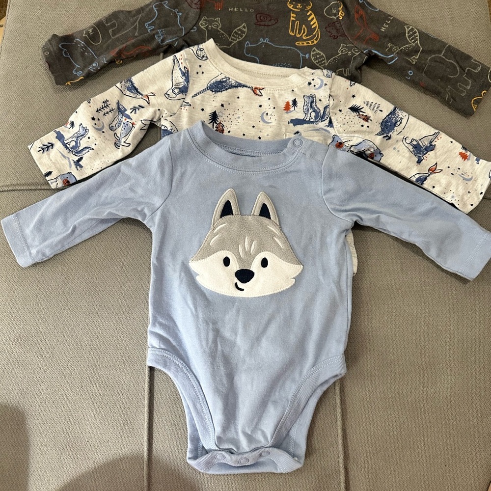3 Pack Baby Long Sleeve Onesies